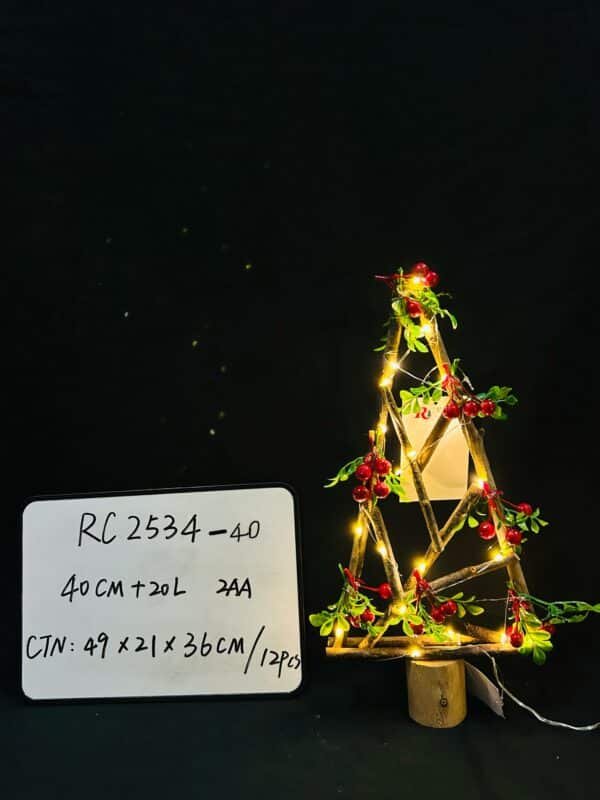 Wooden Christmas Tree with Lights, Table Top Christmas Tree Lighted Mini