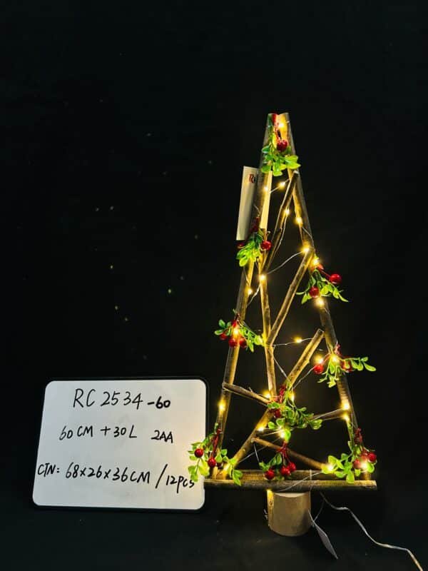Wooden Christmas Tree with Lights, Table Top Christmas Tree Lighted Mini