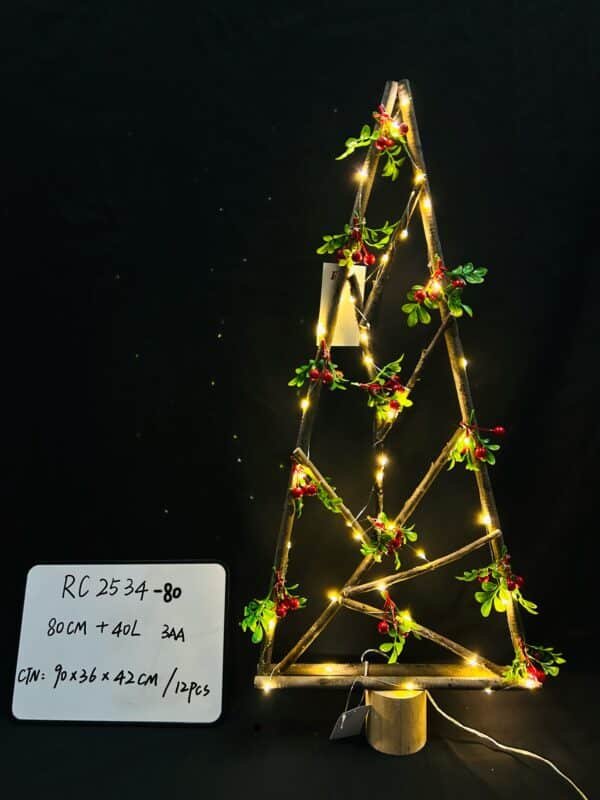 Wooden Christmas Tree with Lights, Table Top Christmas Tree Lighted Mini
