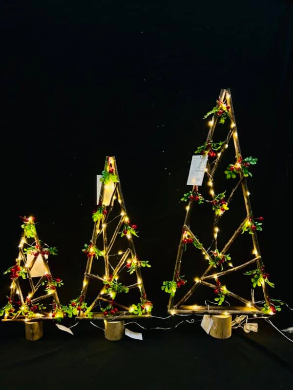 Wooden Christmas Tree with Lights, Table Top Christmas Tree Lighted Mini