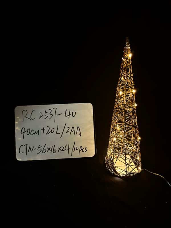 LED Lighted Christmas Cone Trees Christmas Tree Ornament Gold Glittered Battery Operated Christmas Decoration Xmas Table Decor for Indoor Home Bedroom Tabletop Centerpiece Holiday Party