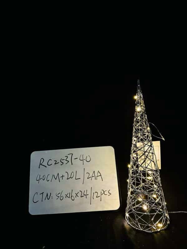 LED Lighted Christmas Cone Trees Christmas Tree Ornament Gold Glittered Battery Operated Christmas Decoration Xmas Table Decor for Indoor Home Bedroom Tabletop Centerpiece Holiday Party