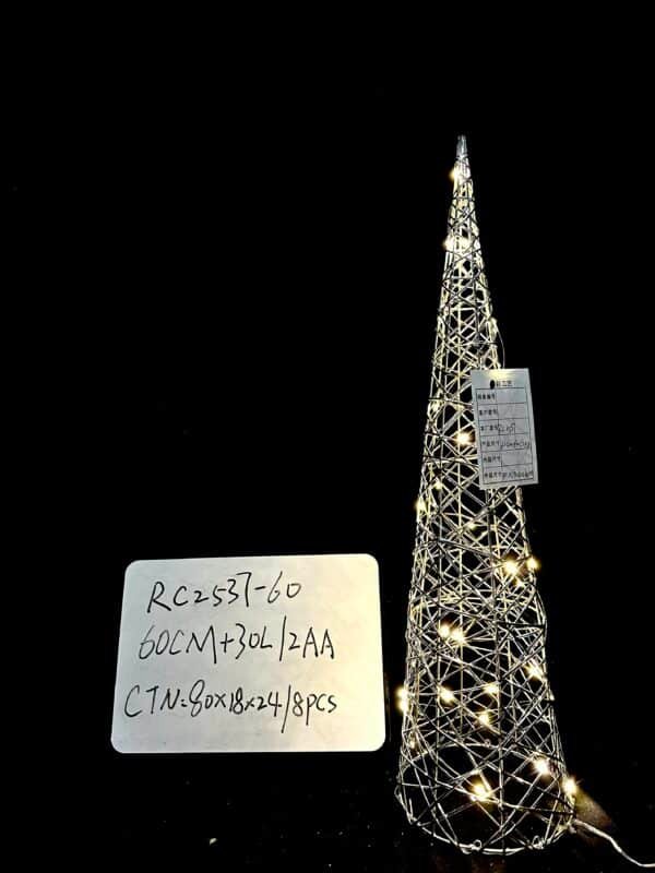 LED Lighted Christmas Cone Trees Christmas Tree Ornament Gold Glittered Battery Operated Christmas Decoration Xmas Table Decor for Indoor Home Bedroom Tabletop Centerpiece Holiday Party