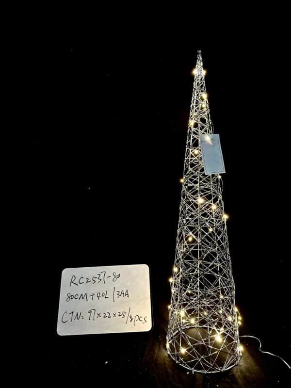 LED Lighted Christmas Cone Trees Christmas Tree Ornament Gold Glittered Battery Operated Christmas Decoration Xmas Table Decor for Indoor Home Bedroom Tabletop Centerpiece Holiday Party