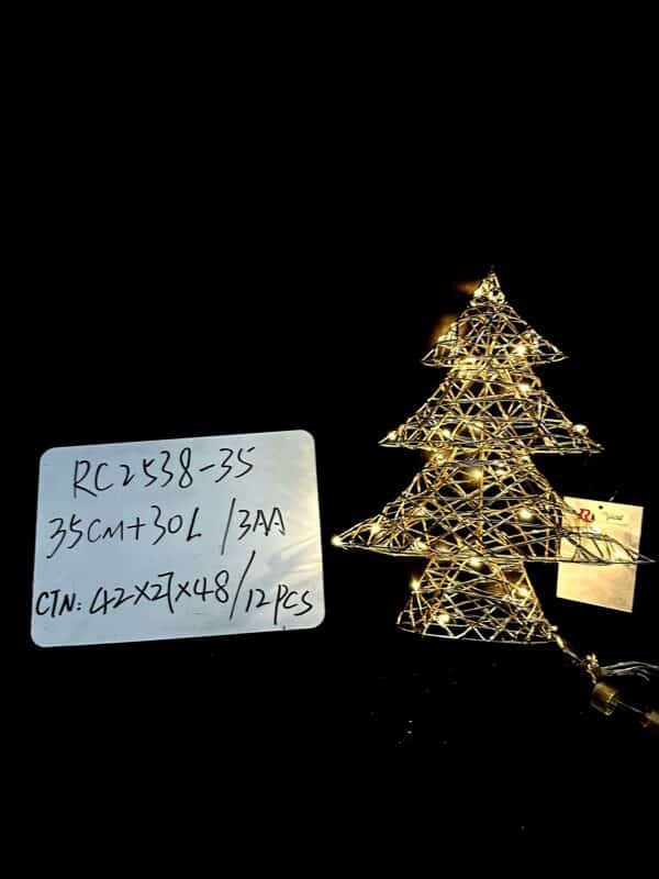 Lighted Artificial Christmas Tree, Xmas Tree Decor withLED Lights Weatherproof Light String, Indoor Outdoor Light-up Christmas Decoration for Garden Lawn Yard