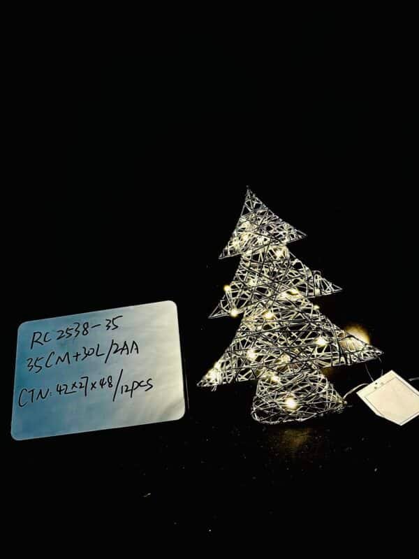 Lighted Artificial Christmas Tree, Xmas Tree Decor withLED Lights Weatherproof Light String, Indoor Outdoor Light-up Christmas Decoration for Garden Lawn Yard