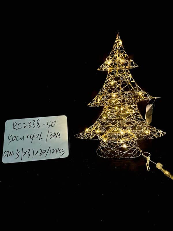 Lighted Artificial Christmas Tree, Xmas Tree Decor withLED Lights Weatherproof Light String, Indoor Outdoor Light-up Christmas Decoration for Garden Lawn Yard