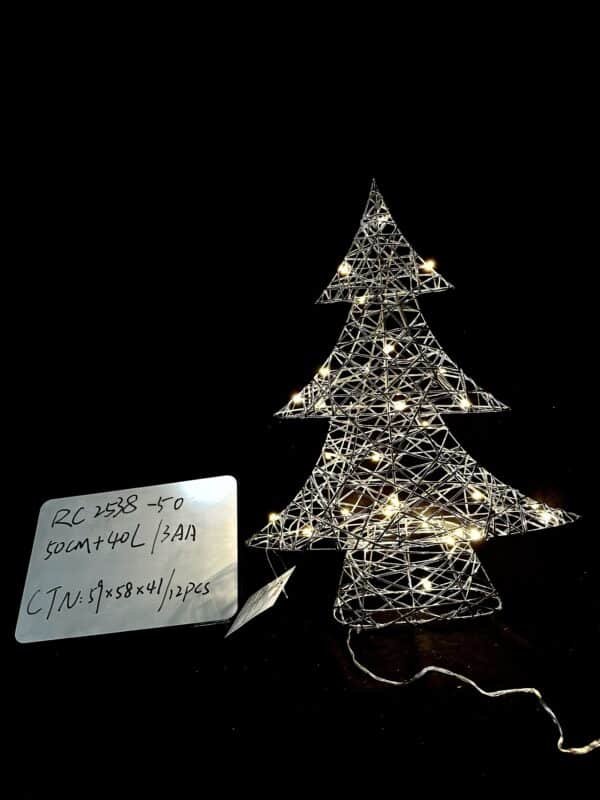 Lighted Artificial Christmas Tree, Xmas Tree Decor withLED Lights Weatherproof Light String, Indoor Outdoor Light-up Christmas Decoration for Garden Lawn Yard