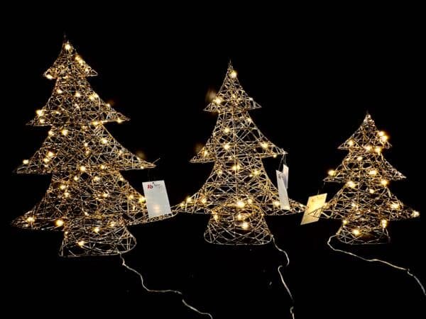 Lighted Artificial Christmas Tree, Xmas Tree Decor withLED Lights Weatherproof Light String, Indoor Outdoor Light-up Christmas Decoration for Garden Lawn Yard