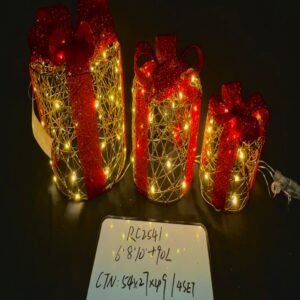 Christmas Lighted Gift Boxes, Decorations Set of 3, Light up Present Boxes, 90L Warm Lights for Indoor Holiday Décor, Christmas Eve Night Décor