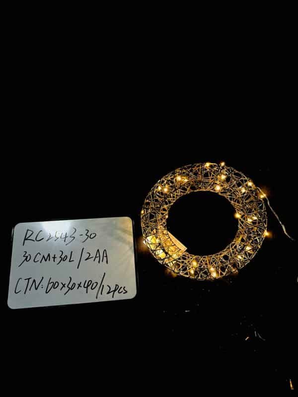 Metal Christmas Wreath for Front Door Decorations Lighted Christmas Wreath with LED Lights Glittering Sequins Garland for Party Fireplaces Porch Walls New Years Winter Home Decor