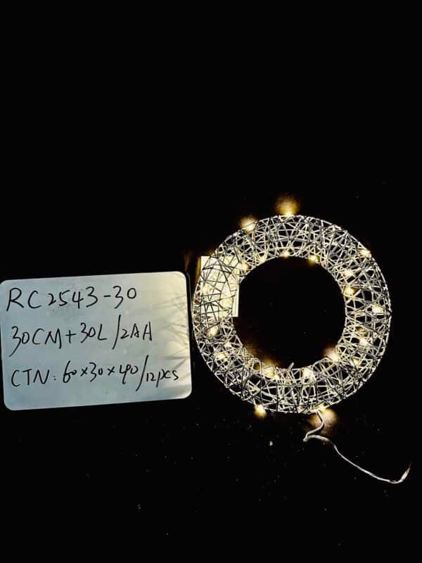 Metal Christmas Wreath for Front Door Decorations Lighted Christmas Wreath with LED Lights Glittering Sequins Garland for Party Fireplaces Porch Walls New Years Winter Home Decor