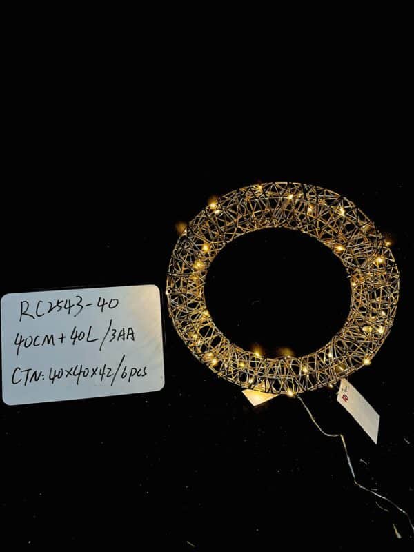 Metal Christmas Wreath for Front Door Decorations Lighted Christmas Wreath with LED Lights Glittering Sequins Garland for Party Fireplaces Porch Walls New Years Winter Home Decor