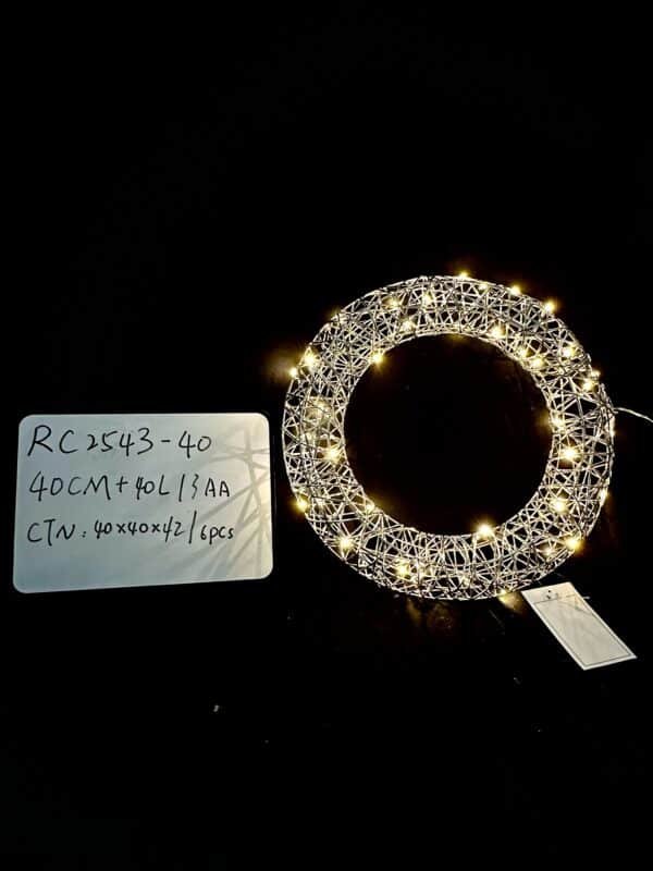 Metal Christmas Wreath for Front Door Decorations Lighted Christmas Wreath with LED Lights Glittering Sequins Garland for Party Fireplaces Porch Walls New Years Winter Home Decor