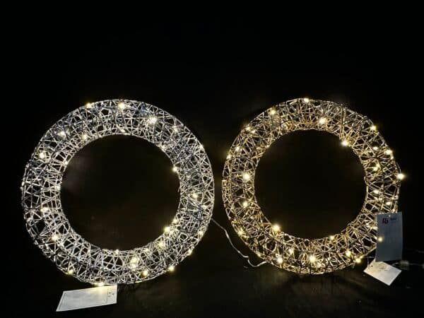 Metal Christmas Wreath for Front Door Decorations Lighted Christmas Wreath with LED Lights Glittering Sequins Garland for Party Fireplaces Porch Walls New Years Winter Home Decor