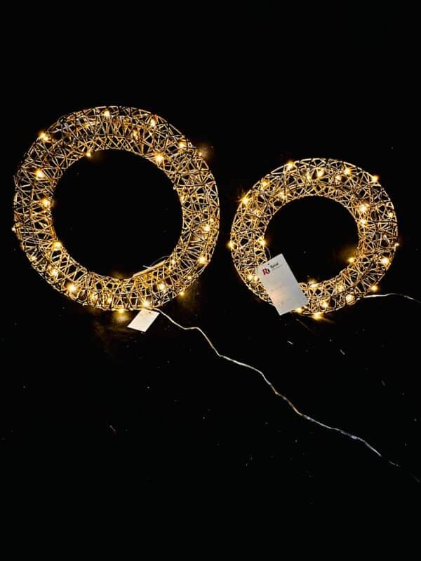 Metal Christmas Wreath for Front Door Decorations Lighted Christmas Wreath with LED Lights Glittering Sequins Garland for Party Fireplaces Porch Walls New Years Winter Home Decor