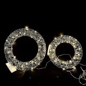 Metal Christmas Wreath for Front Door Decorations Lighted Christmas Wreath with LED Lights Glittering Sequins Garland for Party Fireplaces Porch Walls New Years Winter Home Decor
