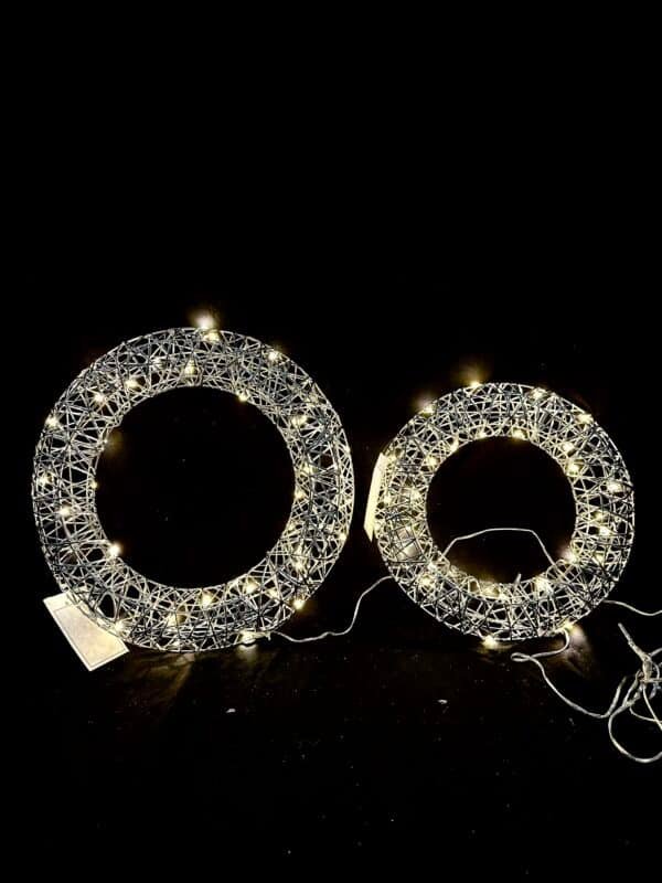 Metal Christmas Wreath for Front Door Decorations Lighted Christmas Wreath with LED Lights Glittering Sequins Garland for Party Fireplaces Porch Walls New Years Winter Home Decor