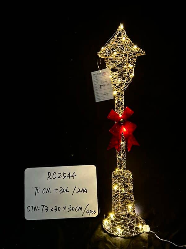 Lighted Lamp Post for Outdoor Christmas Decorations, Light-up Street Lamp with LED Lights & Red Bow, Christmas Decorations Outside for Yard Garden Lawn Porch Holiday Xmas