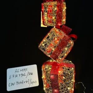 Christmas Lighted Gift Boxes Decorations Set of 3, Stackable Christmas Nesting Boxes Battery Operated for Home and Party Decoration