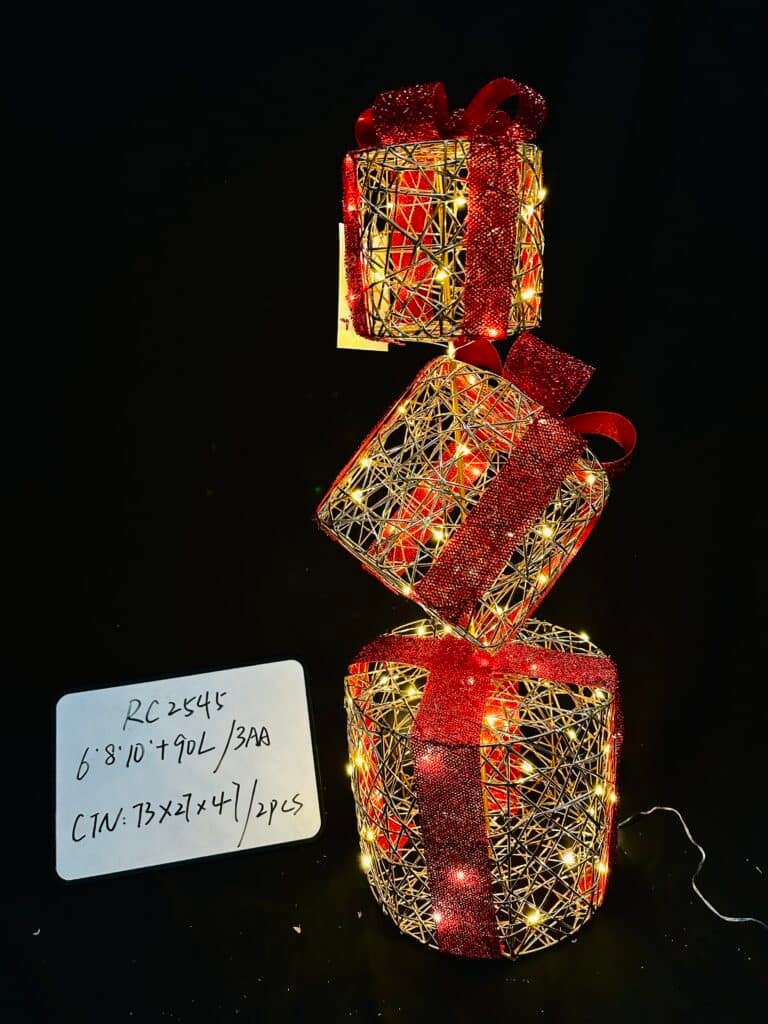 Christmas Lighted Gift Boxes Decorations Set of 3, Stackable Christmas Nesting Boxes Battery Operated for Home and Party Decoration