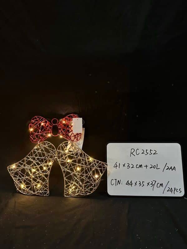 Lighted Bells with Bow Christmas Window Decoration