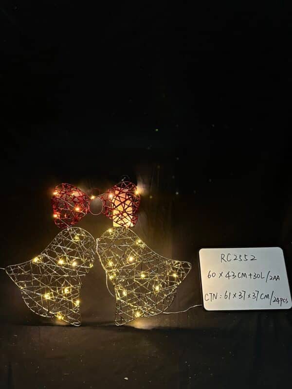 Lighted Bells with Bow Christmas Window Decoration