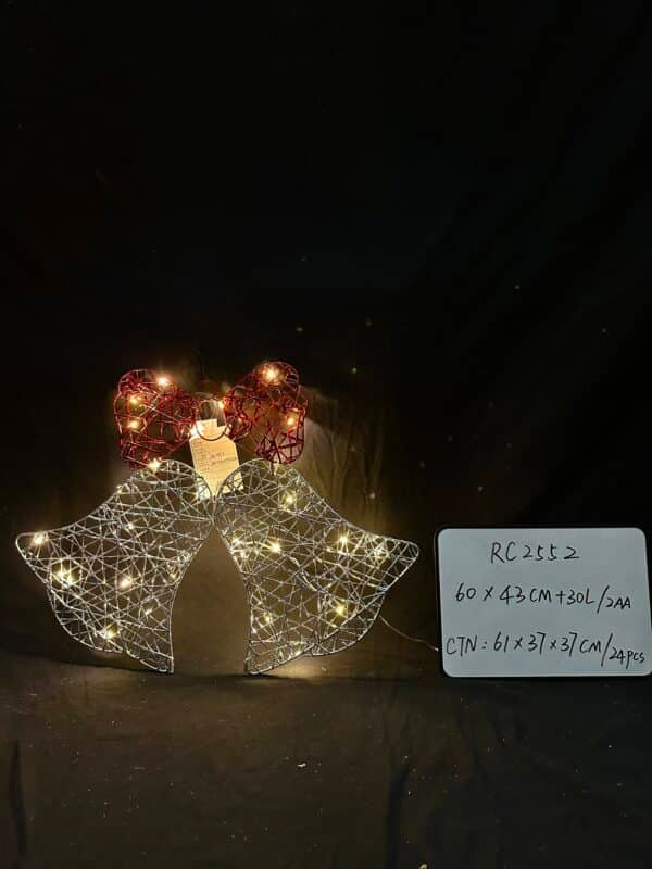 Lighted Bells with Bow Christmas Window Decoration