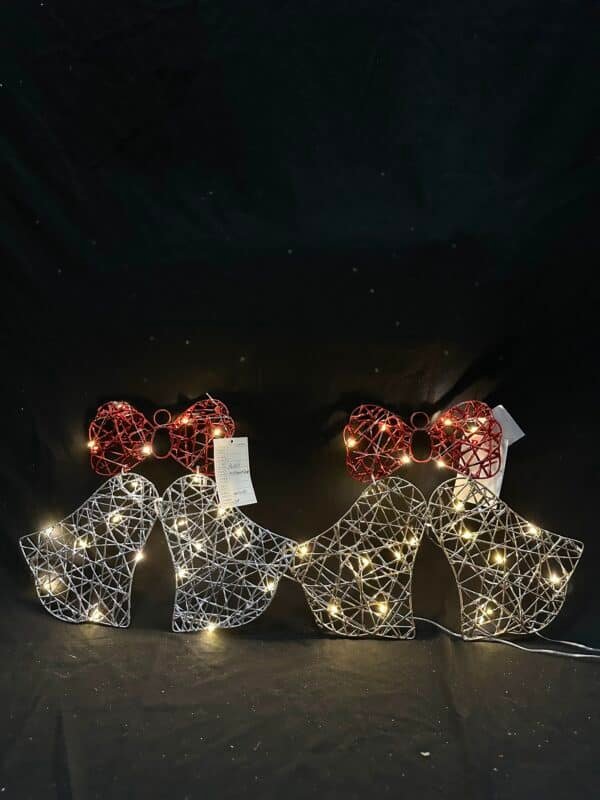 Lighted Bells with Bow Christmas Window Decoration