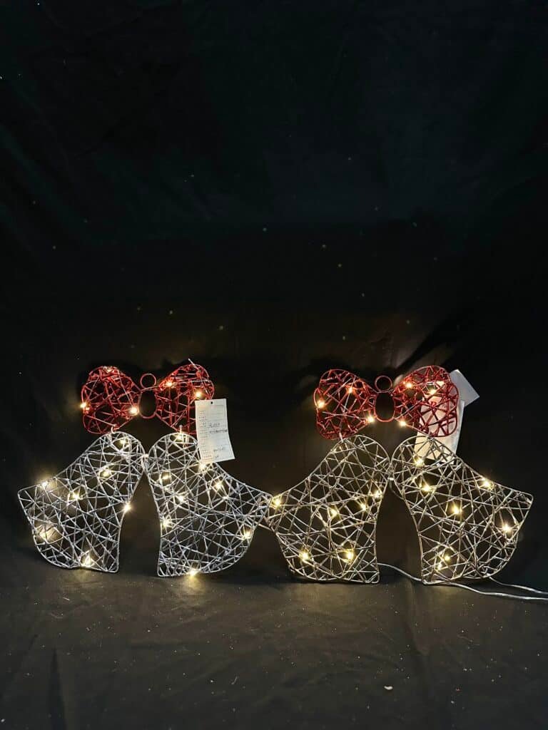 Lighted Bells with Bow Christmas Window Decoration