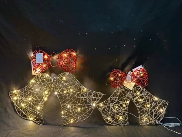 Lighted Bells with Bow Christmas Window Decoration