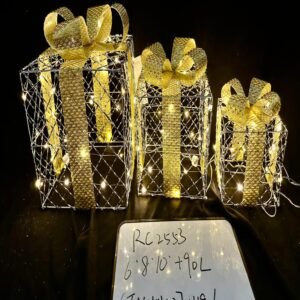 Christmas Lighted Gift Boxes: Set of 3 Light Up Presents Christmas Decoration for Indoor Xmas Tree Outdoor Yard Holiday, Battery Operated Gift Boxes with Pre-lit Warm Lights