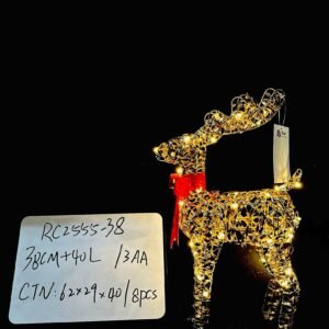 Lighted Christmas Decoration Deer , Light up Christmas Decor Reindeer Family Set for Indoor Outdoor Front Yard Porch with LED Lights, Plug, Ground Stakes