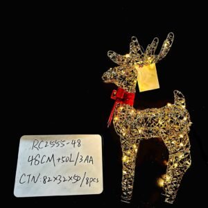 48CM Lighted Christmas Decoration Deer , Light up Christmas Decor Reindeer Family Set for Indoor Outdoor Front Yard Porch with LED Lights, Plug, Ground Stakes