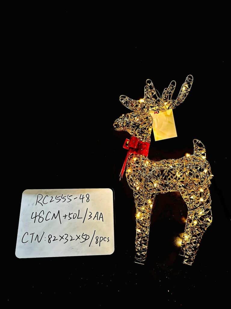 48CM Lighted Christmas Decoration Deer , Light up Christmas Decor Reindeer Family Set for Indoor Outdoor Front Yard Porch with LED Lights, Plug, Ground Stakes