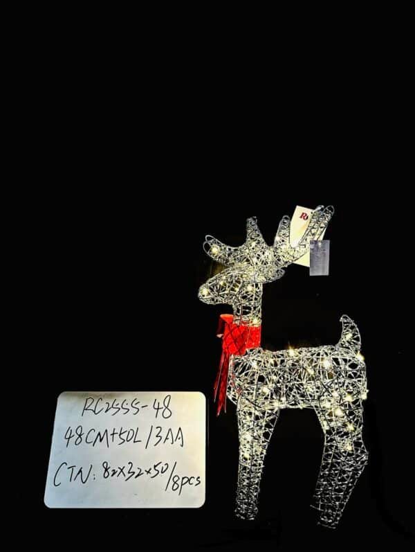 48CM Lighted Christmas Decoration Deer , Light up Christmas Decor Reindeer Family Set for Indoor Outdoor Front Yard Porch with LED Lights, Plug, Ground Stakes