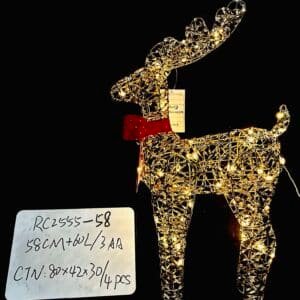 58CM Lighted Christmas Decoration Deer , Light up Christmas Decor Reindeer Family Set for Indoor Outdoor Front Yard Porch with LED Lights, Plug, Ground Stakes