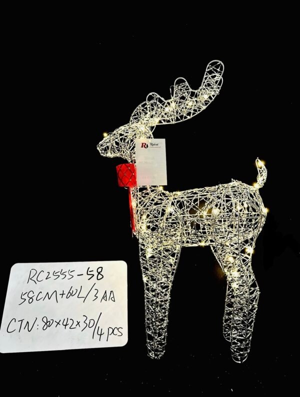 58CM Lighted Christmas Decoration Deer , Light up Christmas Decor Reindeer Family Set for Indoor Outdoor Front Yard Porch with LED Lights, Plug, Ground Stakes