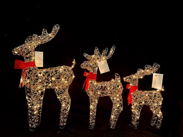 48CM Lighted Christmas Decoration Deer , Light up Christmas Decor Reindeer Family Set for Indoor Outdoor Front Yard Porch with LED Lights, Plug, Ground Stakes