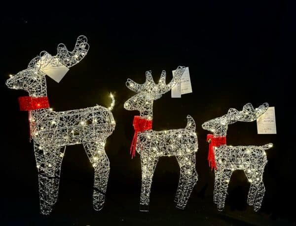 48CM Lighted Christmas Decoration Deer , Light up Christmas Decor Reindeer Family Set for Indoor Outdoor Front Yard Porch with LED Lights, Plug, Ground Stakes