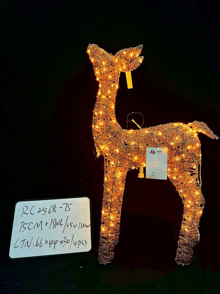 Lighted Christmas Reindeer, Xmas Decoration with 180 Warm LED Lights, Outdoor/Indoor Lighted Standing Deer Ground Stakes for Garden, Yard & Lawn