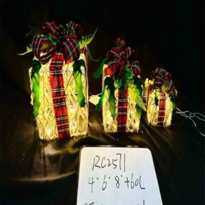 Christmas Lighted up Gift Box Set,3 pcak Boxes Size S M L,Perfect for Indoor Outdoor Holiday Decorations,Christmas Decor Gift Box with LED Lights Holiday Addition Christmas Tree Decor