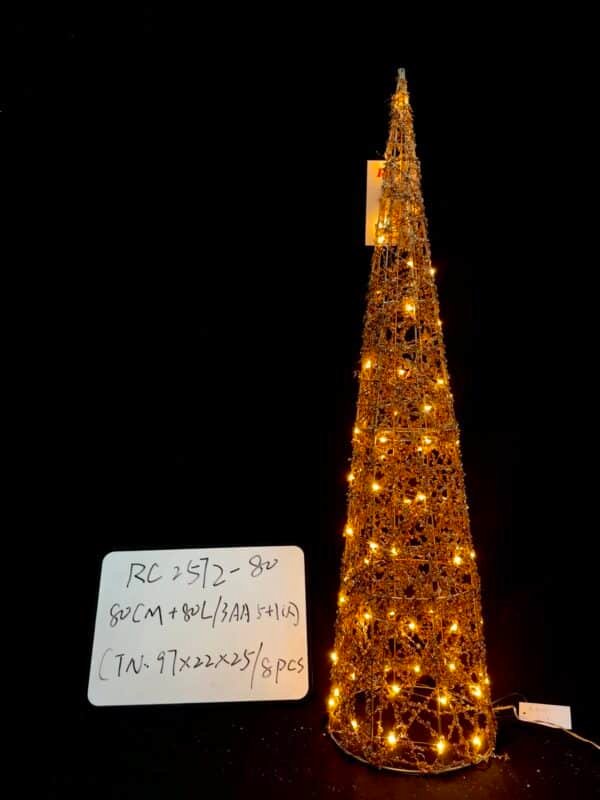 Lighted Christmas Crystal Cone Tree, with LED Lights Holiday Christmas Decorations pre-lit Lawn Yard Decoration Festival Outdoor and Indoor use Long-Lasting