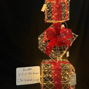 Set of 3 Christmas Lighted Gift Boxes, Present Box Decorations Ornament for Tree Indoor Outdoor Yard Home Tree Skirt Fireplace Table Holiday Decor with Plug