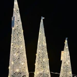 3 Pcs LED Lighted Christmas Cone Trees Christmas Tree Ornament Battery Operated Christmas Decoration Xmas Table Decor for Indoor Home Bedroom Tabletop Centerpiece Holiday Party