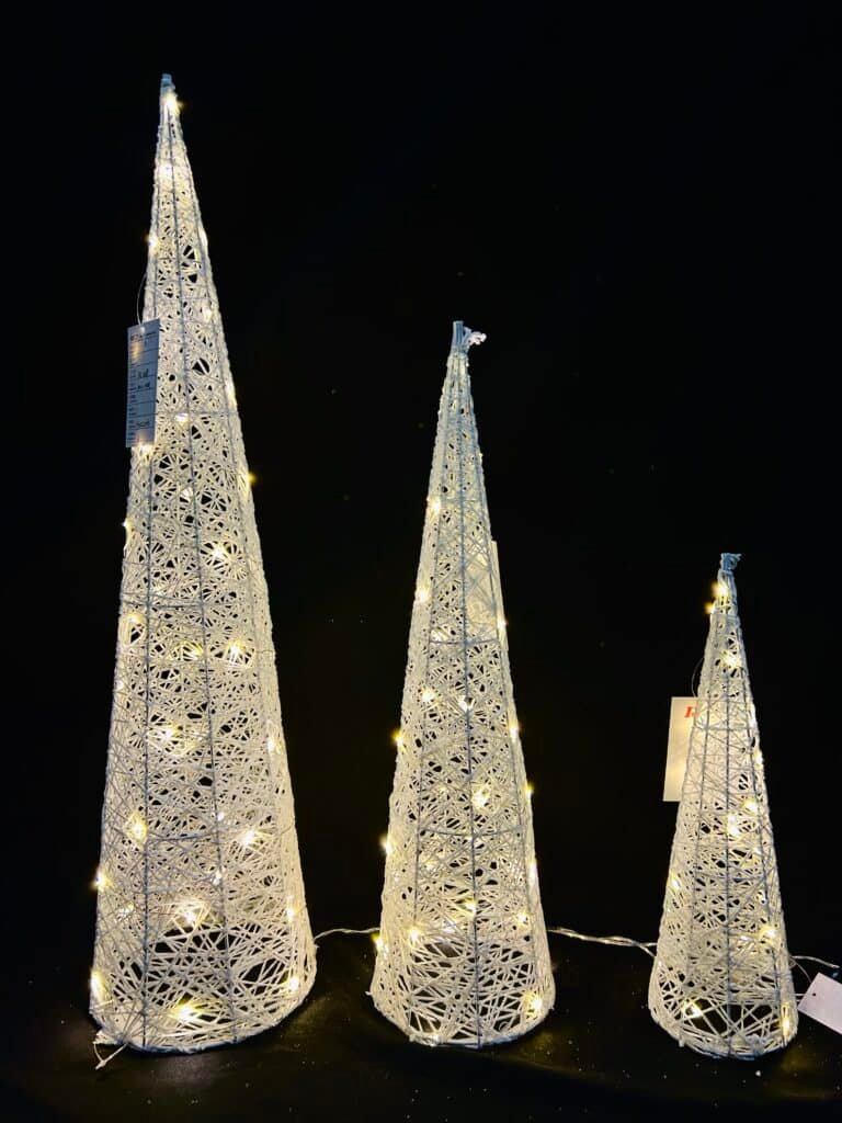 3 Pcs LED Lighted Christmas Cone Trees Christmas Tree Ornament Battery Operated Christmas Decoration Xmas Table Decor for Indoor Home Bedroom Tabletop Centerpiece Holiday Party