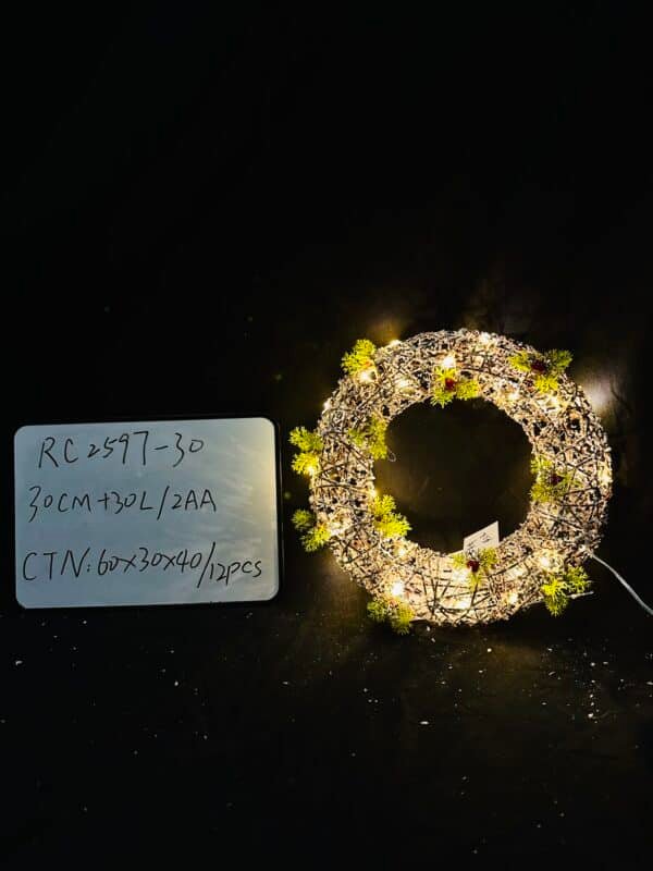 Newest Metal Christmas Wreath for Front Door Decorations, Lighted Christmas Wreath