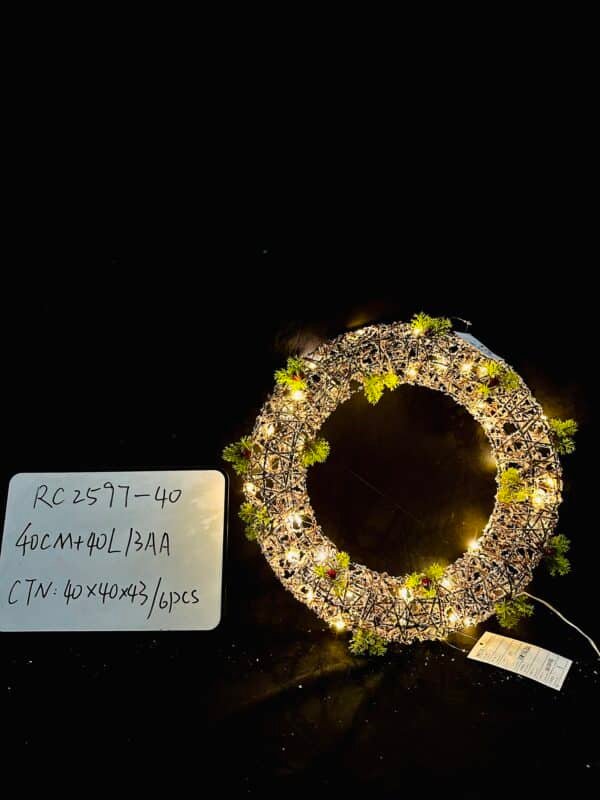 Newest Metal Christmas Wreath for Front Door Decorations, Lighted Christmas Wreath