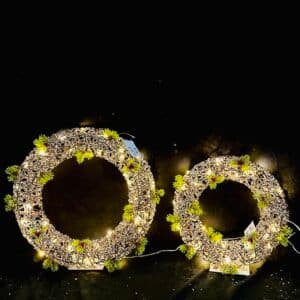 Metal Christmas Wreath for Front Door Decorations Lighted Christmas Wreath