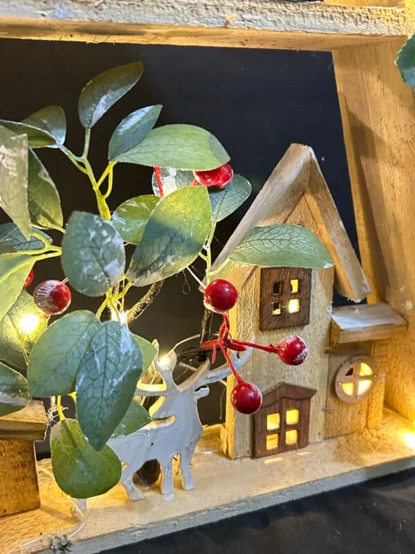 Wooden Christmas Decorations with 3 Tiers, Tiered Xmas Tree Ornament with Led wooden christmas house Sign for Personalized Decor Christmas Xmas Tree Door Outdoor Indoor